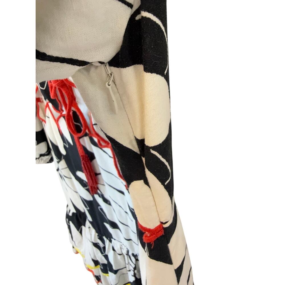 FARM Rio Cutout Tiered Linen Maxi Dress Tropical Boho Sz L - Picture 4 of 10